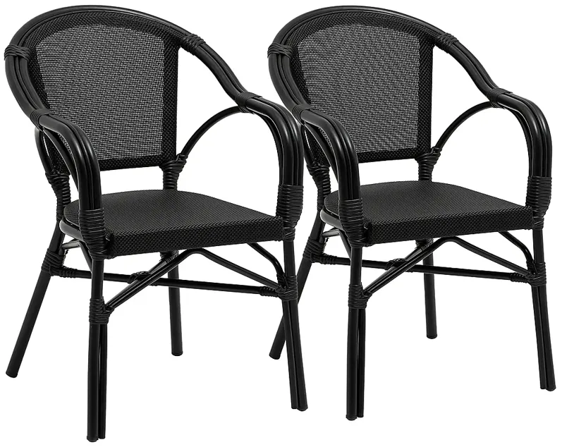 Ivan Black Outdoor Stacking Armchairs Set of 2