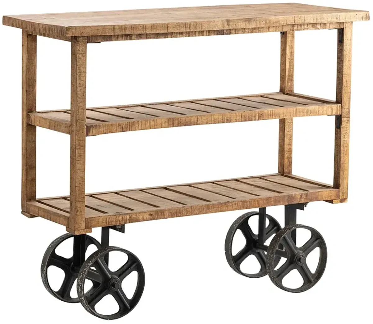 Bengal Manor 48" Wide Mango Wood Bar Cart or Serving Cart