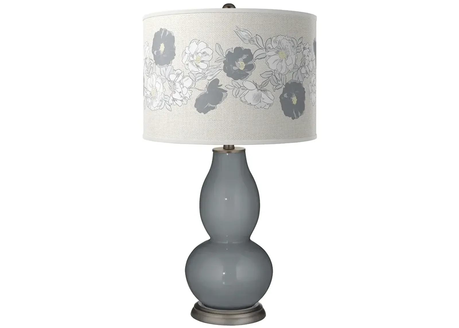 Color Plus Double Gourd 29 1/2" Rose Bouquet Software Gray Table Lamp