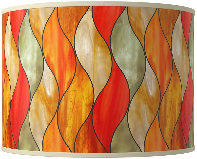 Flame Mosaic Giclee Round Drum Lamp Shade 15.5x15.5x11 (Spider)