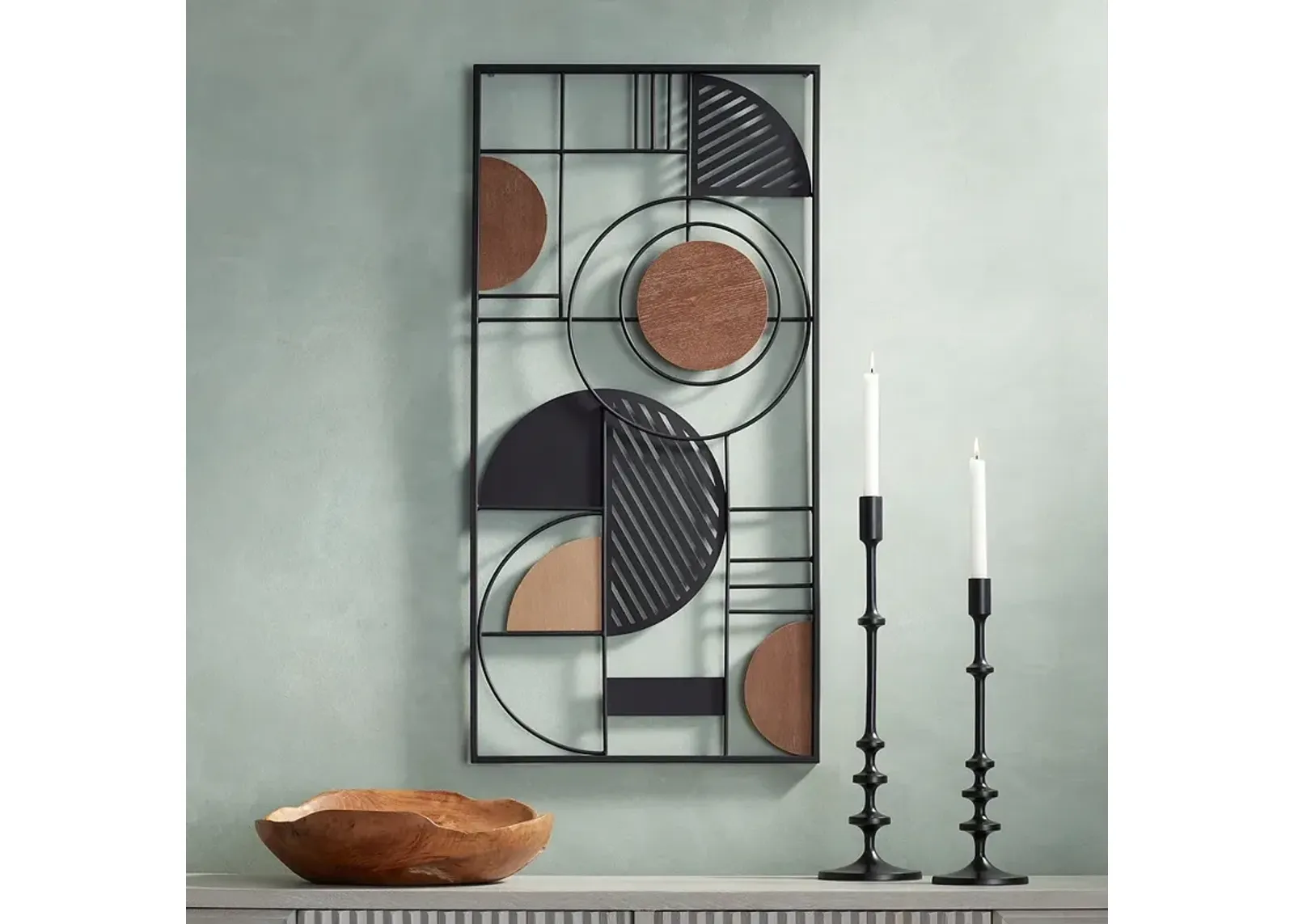 Delmar 39 1/2" High Black Brown Rectangular Metal Wall Art