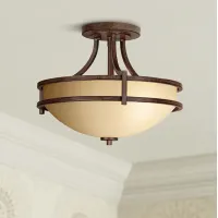 Franklin Iron Oak Valley 18" Wide Bronze and Scavo Glass Ceiling Light