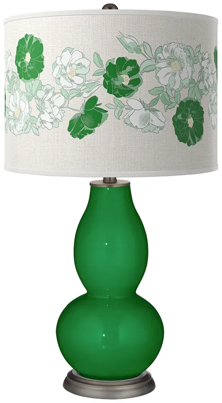 Color Plus Double Gourd 29 1/2" Rose Bouquet Envy Green Table Lamp