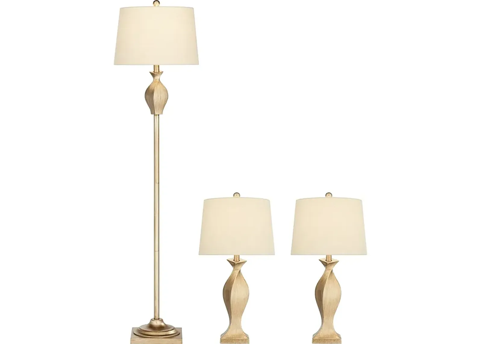 Possini Euro Design Modern Twist Antique Gold Finish Lamp Set