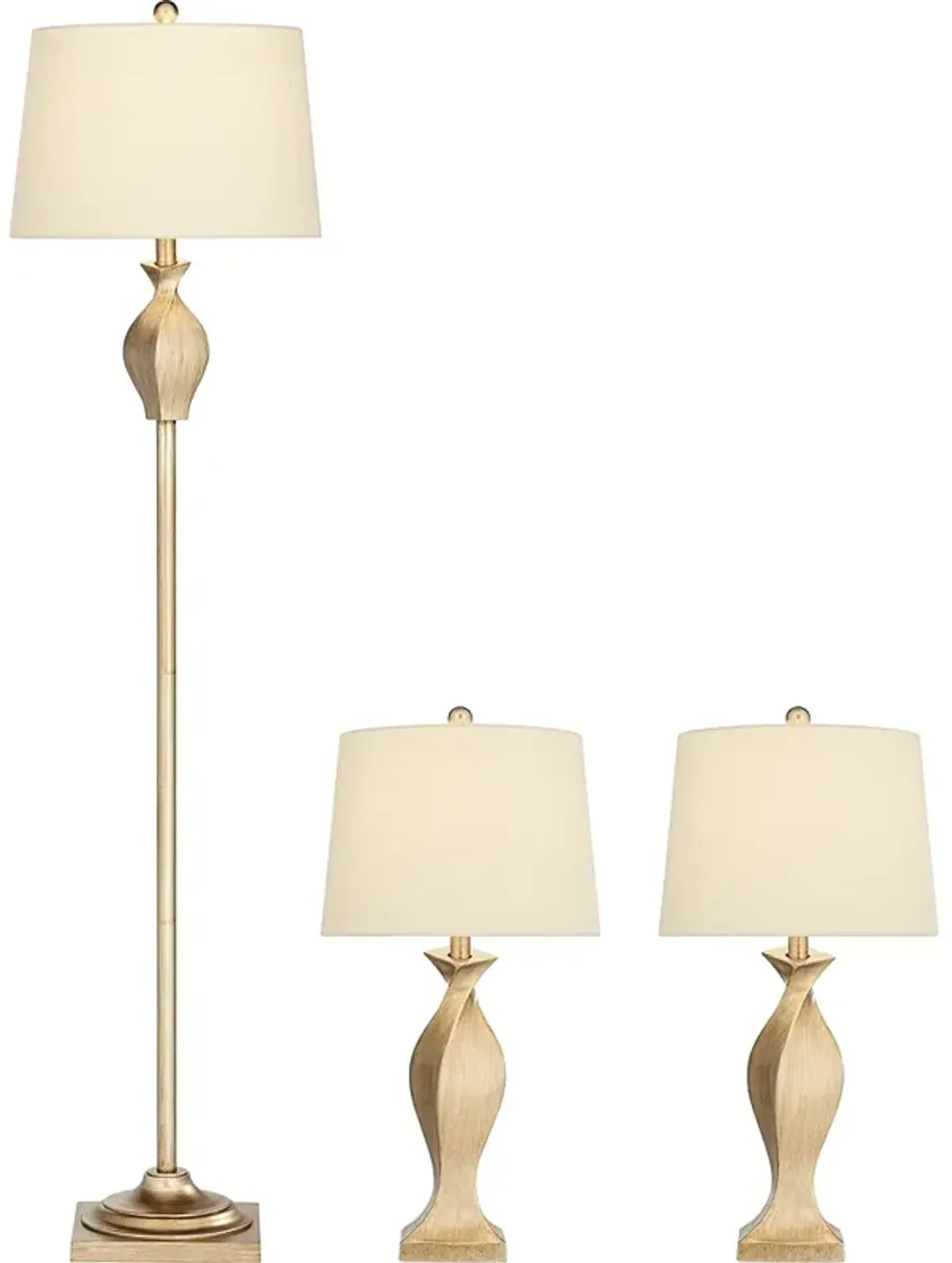 Possini Euro Design Modern Twist Antique Gold Finish Lamp Set