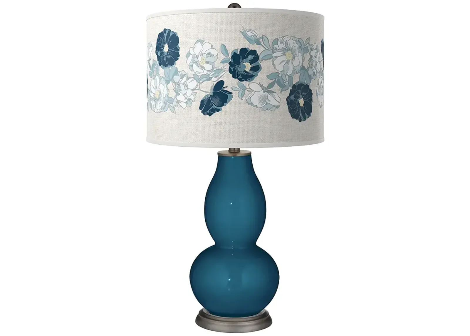 Color Plus Double Gourd 29 1/2" Rose Bouquet Oceanside Blue Table Lamp