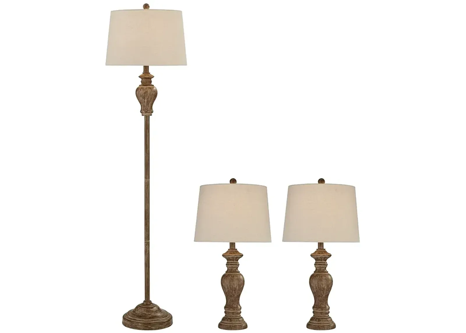 Regency Hill Sutton Faux Walnut Wood Finish Table and Floor Lamp Set