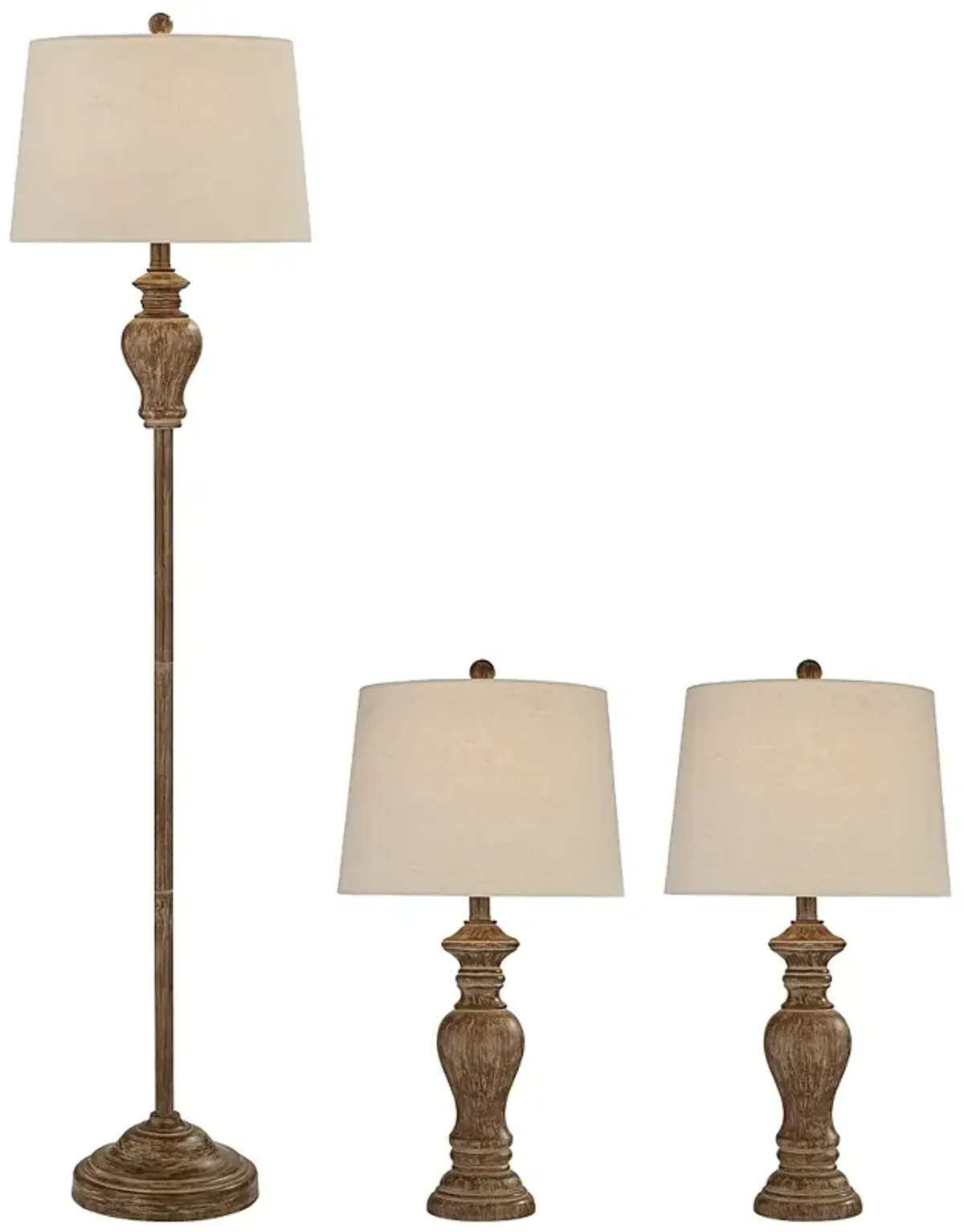 Regency Hill Sutton Faux Walnut Wood Finish Table and Floor Lamp Set