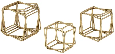 Crenshaw Gold Metal Cube Decorative Objects Set of 3