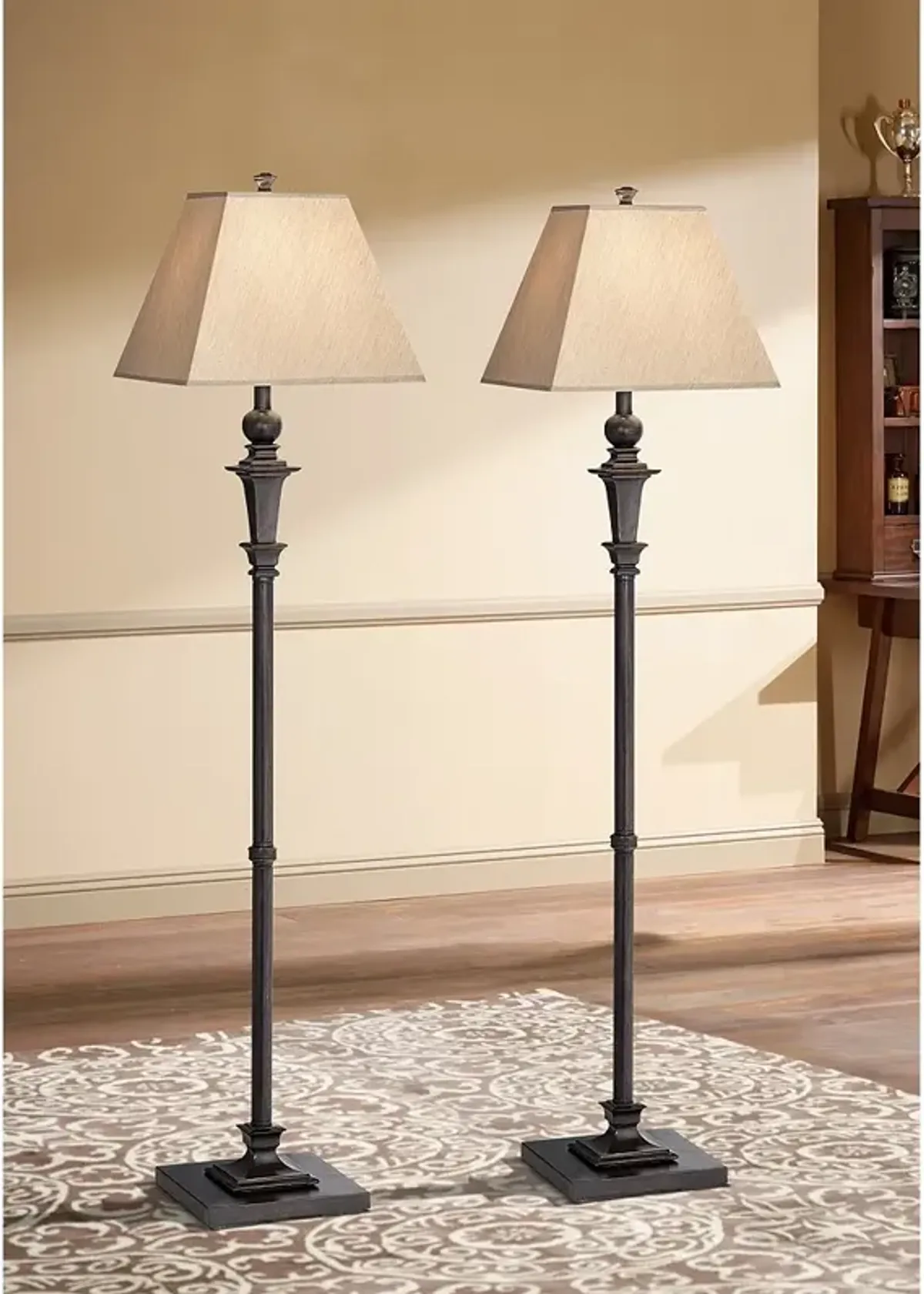 Regency Hill Madison 59" Italian Bronze Floor Lamps Set of 2