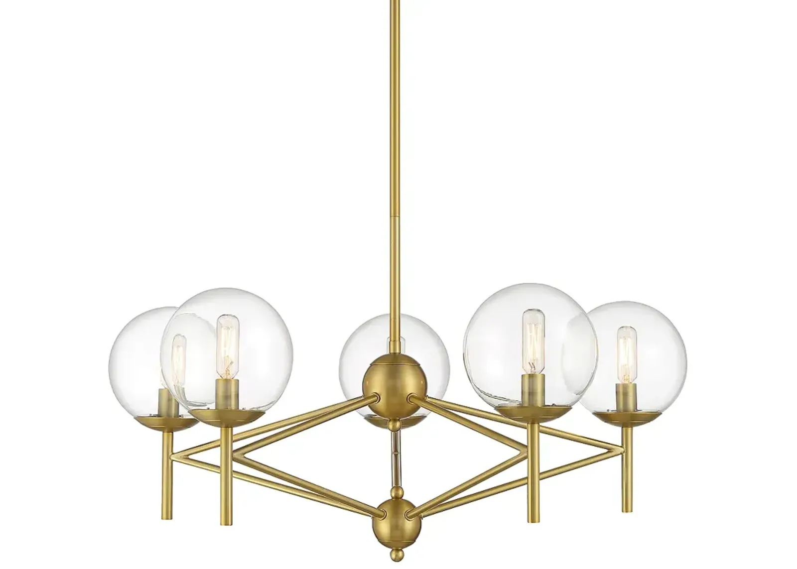 Minka Lavery Auresa 29" 5-Light Soft Brass Clear Globe Modern Pendant