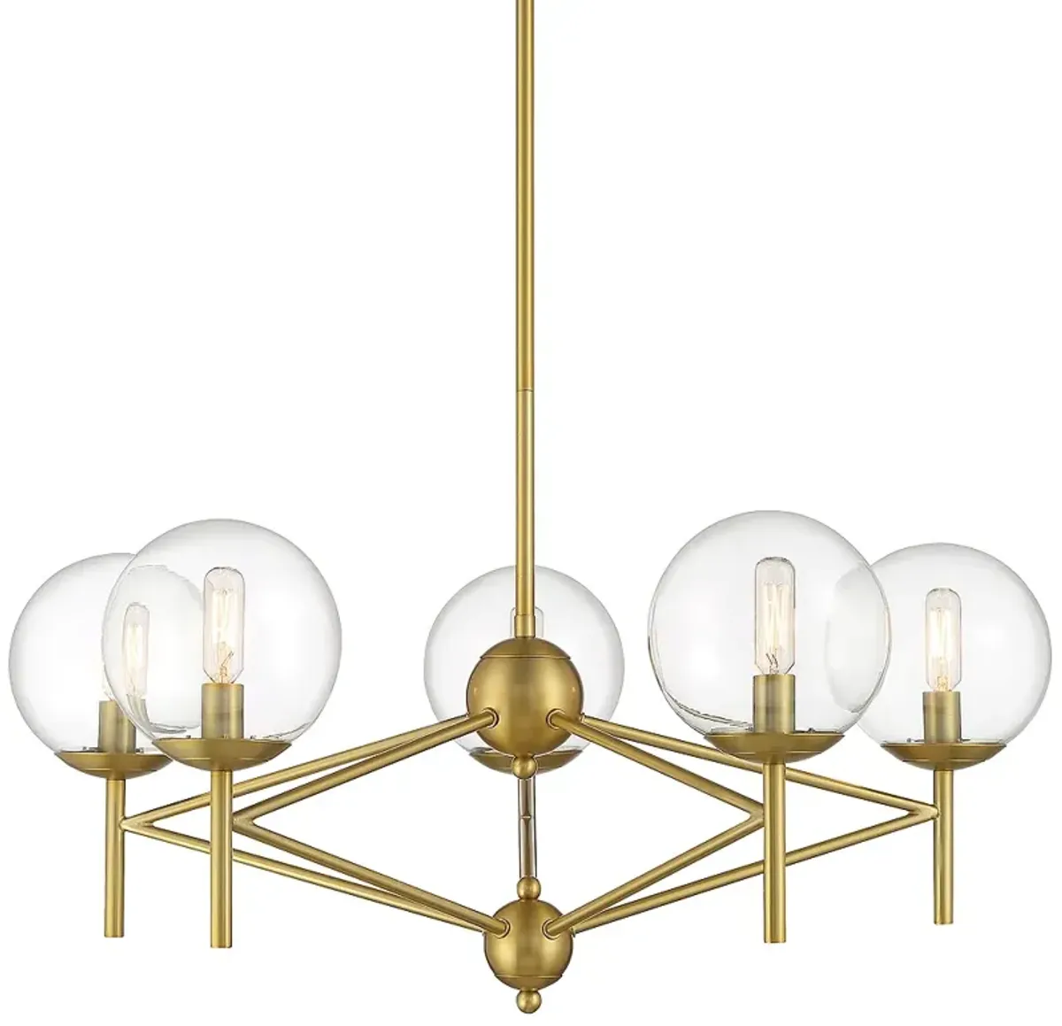 Minka Lavery Auresa 29" 5-Light Soft Brass Clear Globe Modern Pendant