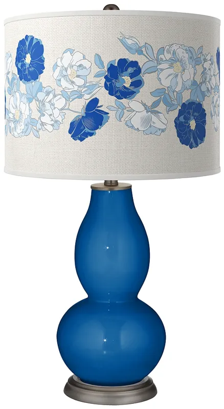 Color Plus Double Gourd 29 1/2" Rose Bouquet Hyper Blue Table Lamp