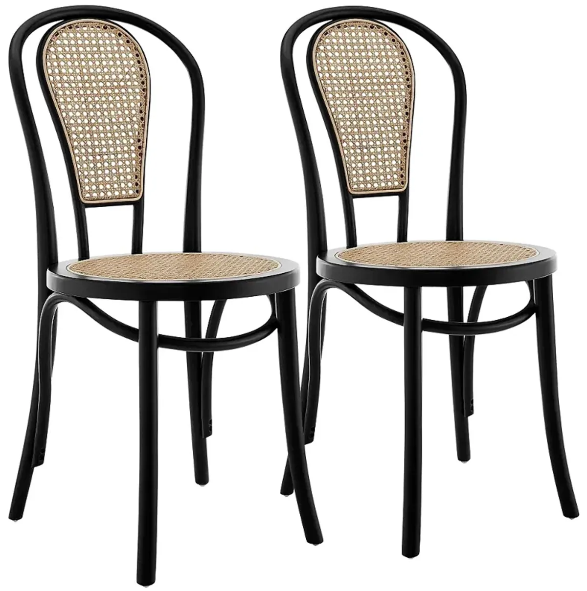 Liva Natural and Black Side Chairs Set of 2