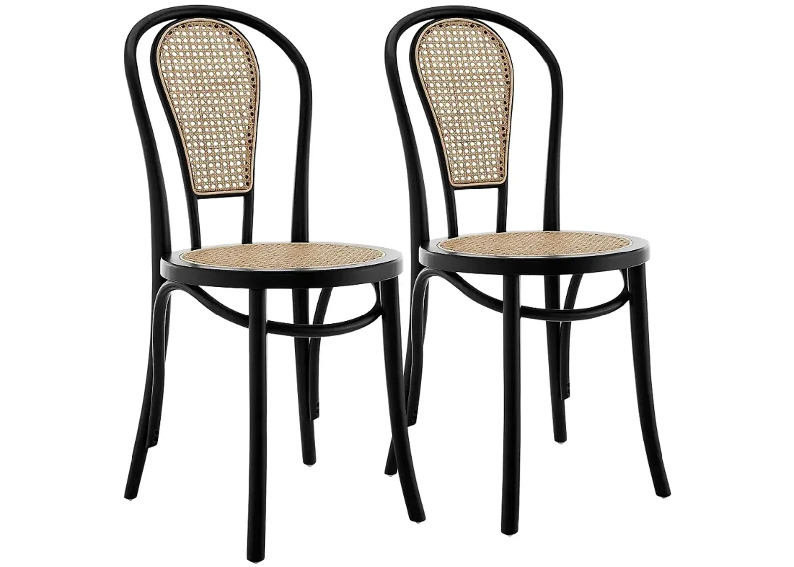 Liva Natural and Black Side Chairs Set of 2