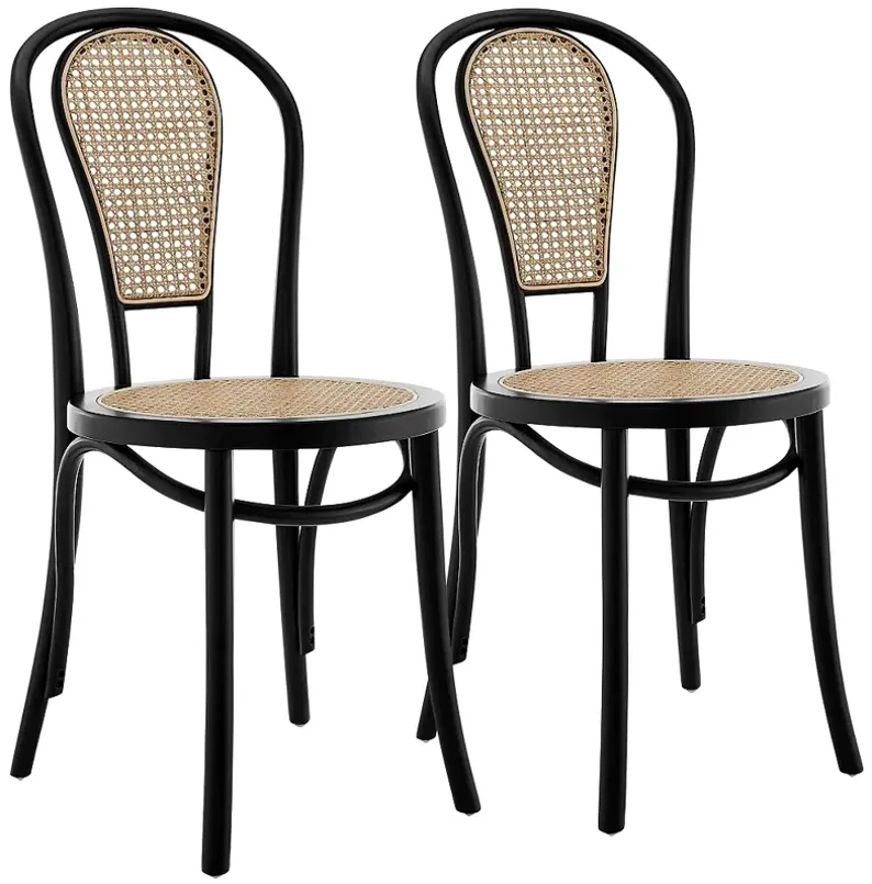 Liva Natural and Black Side Chairs Set of 2