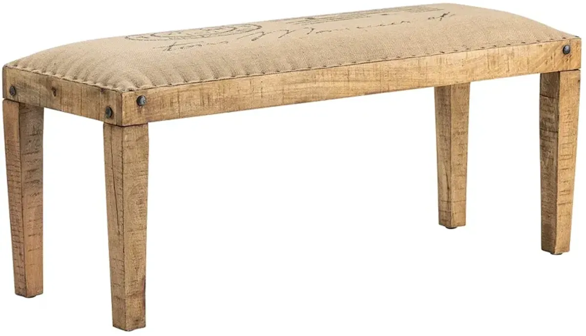 Bengal 46" Wide Manor Mango Wood and Burlap Bench