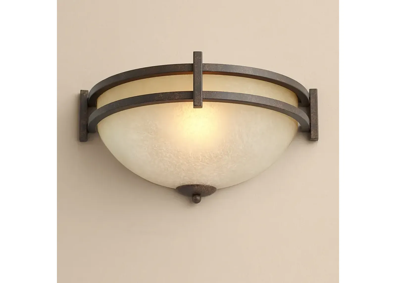 Franklin Iron Oak Valley 14 1/2" Wide Scavo Glass Pocket Wall Sconce