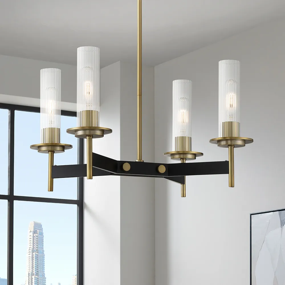 Minka-Lavery  Baldwin Park 4-Light Coal and Soft Brass Chandelier