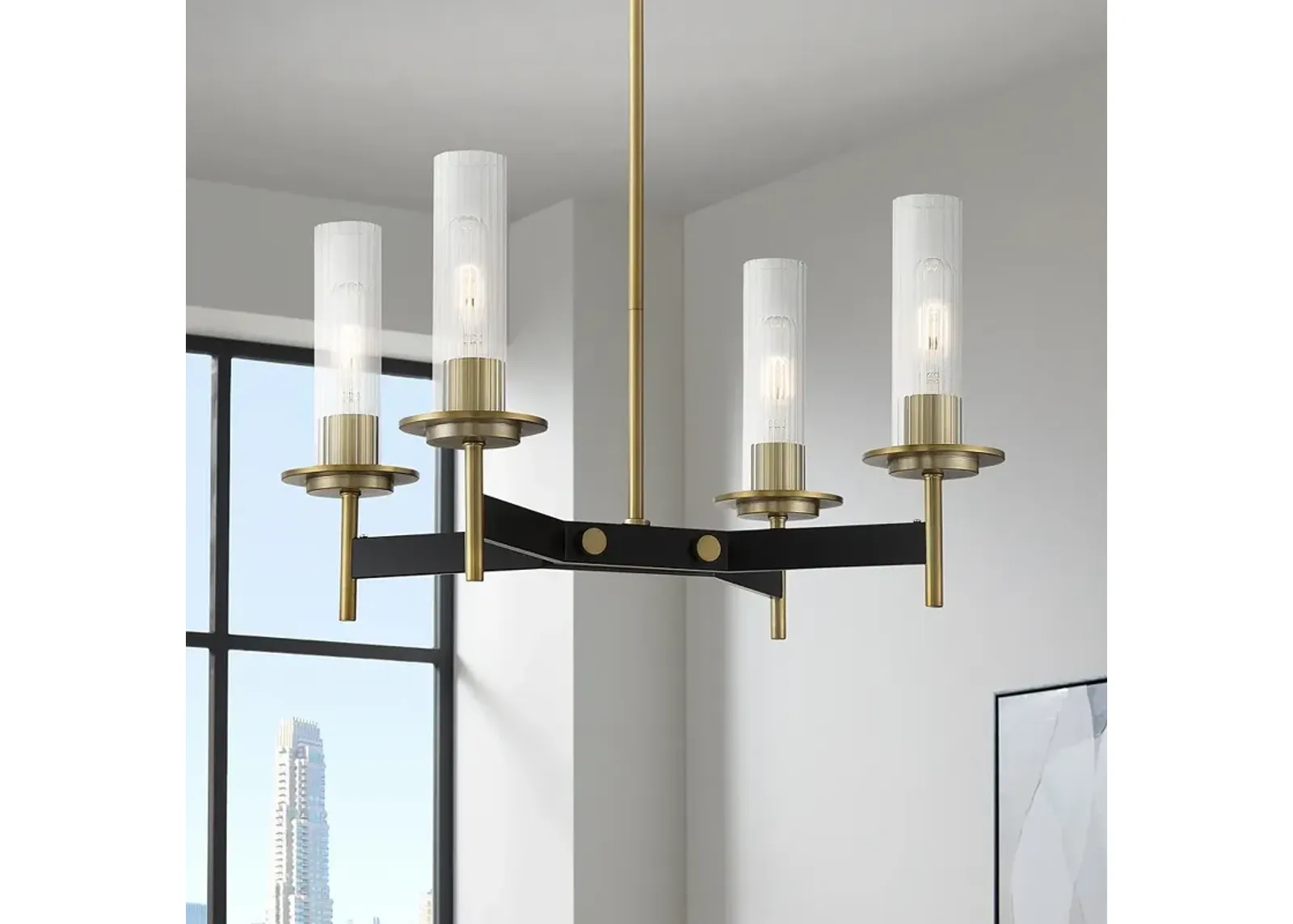 Minka-Lavery  Baldwin Park 4-Light Coal and Soft Brass Chandelier