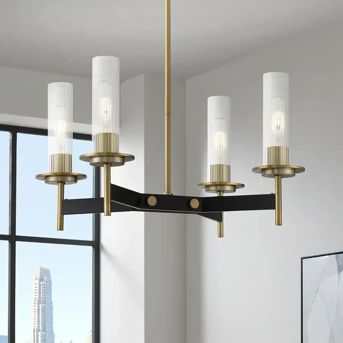 Minka-Lavery  Baldwin Park 4-Light Coal and Soft Brass Chandelier