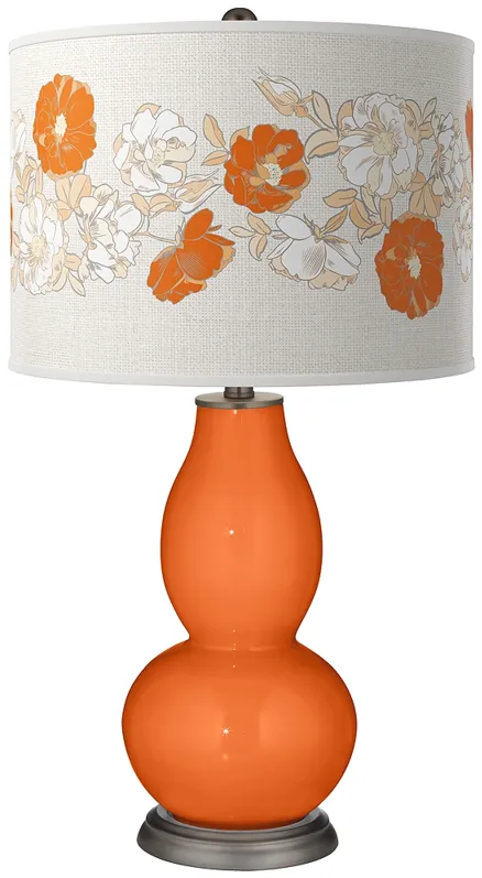 Color Plus Double Gourd 29 1/2" Rose Bouquet Invigorate Orange Lamp