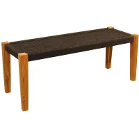 Rock Springs 46" Wide Black Jute and Mango Wood Bench