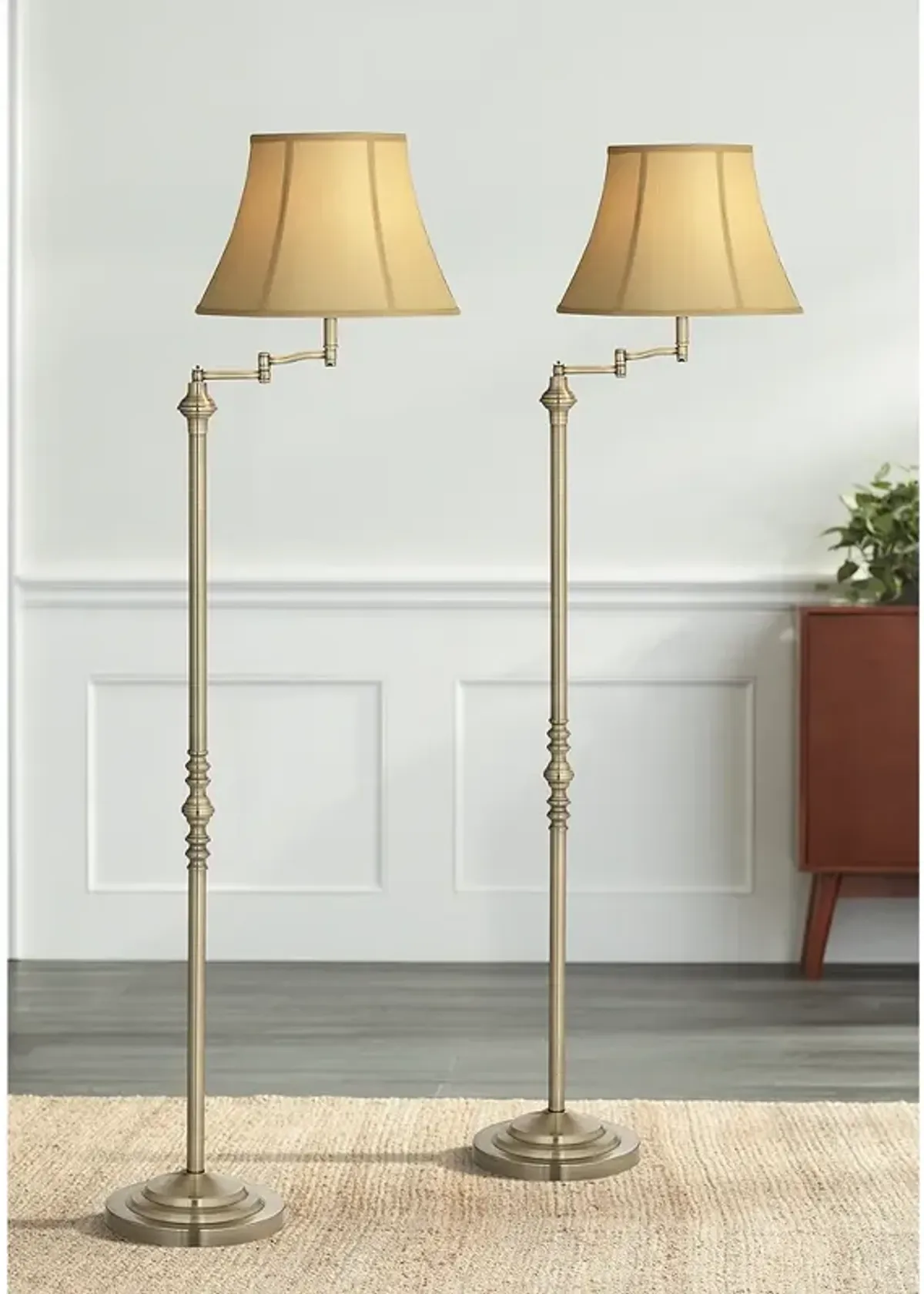 Regency Hill Montebello 60" Brass Swing Arm Floor Lamps Set of 2