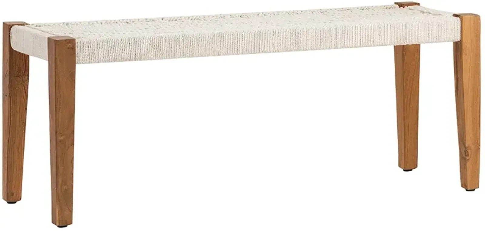 Bengal 46" Wide Manor Mango Wood and White Jute Yarn Bench