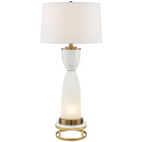 Possini Euro Newman 35" Night Light Table Lamp with Marble Riser