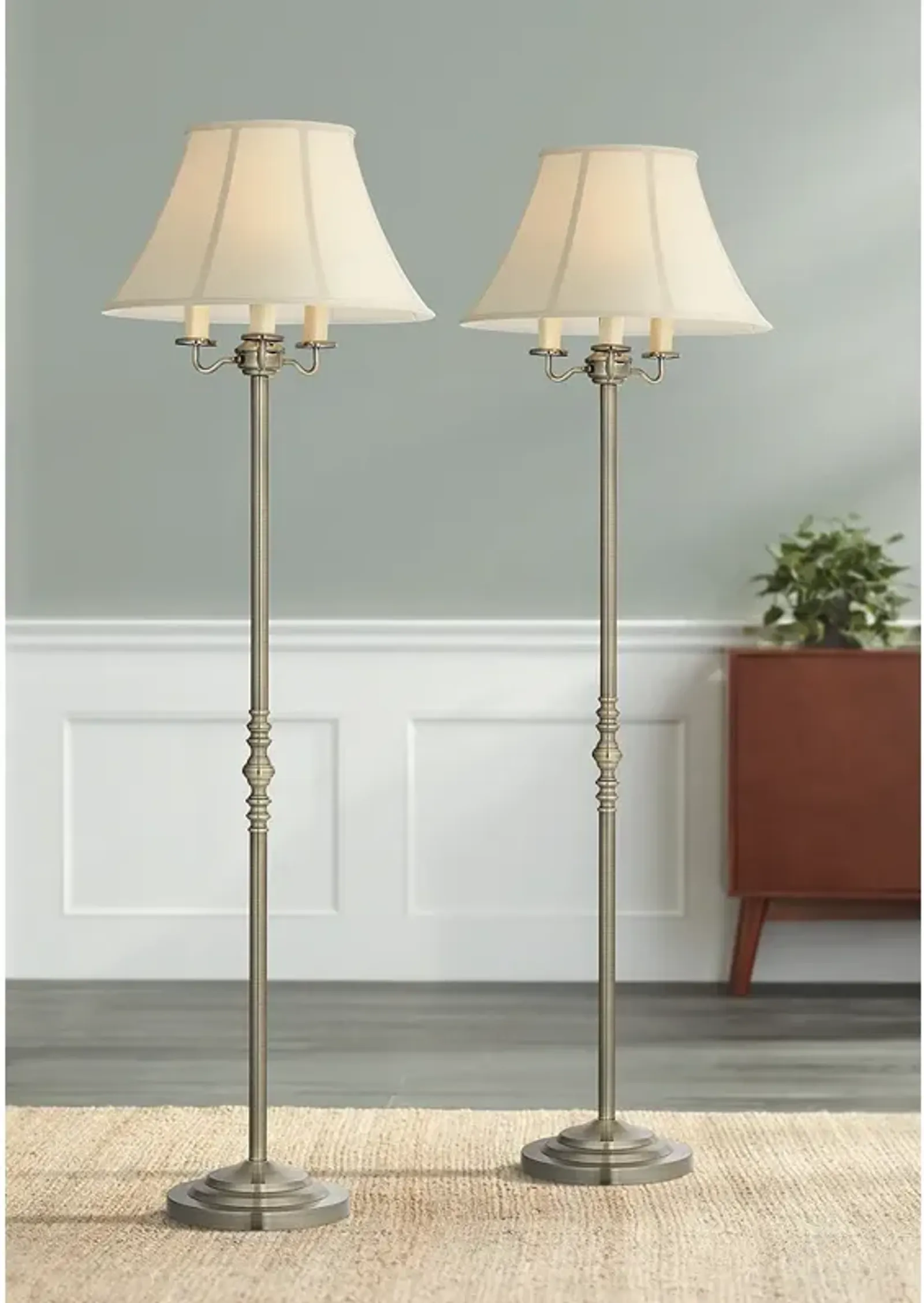 Regency Hill Montebello 4-Light Brass Traditional Floor Lamps Set of 2