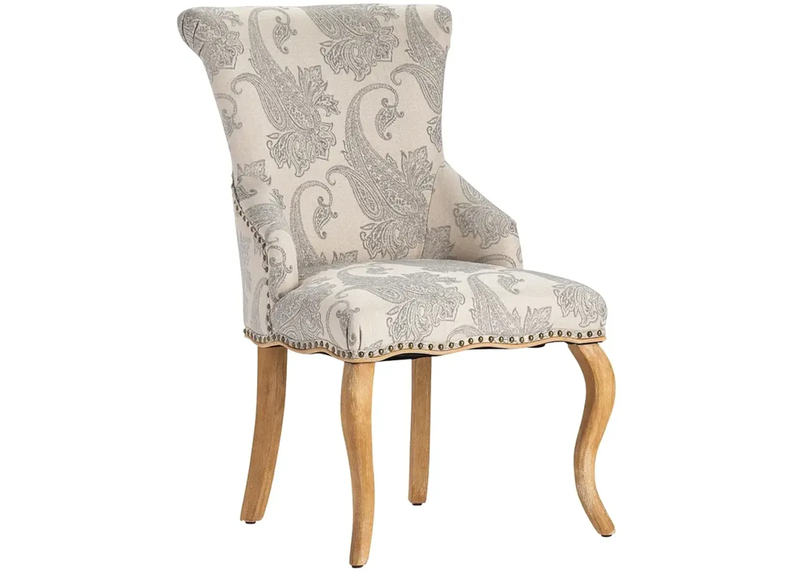 Danielle Paisley Upholstery and Birch Wood Accent Chair