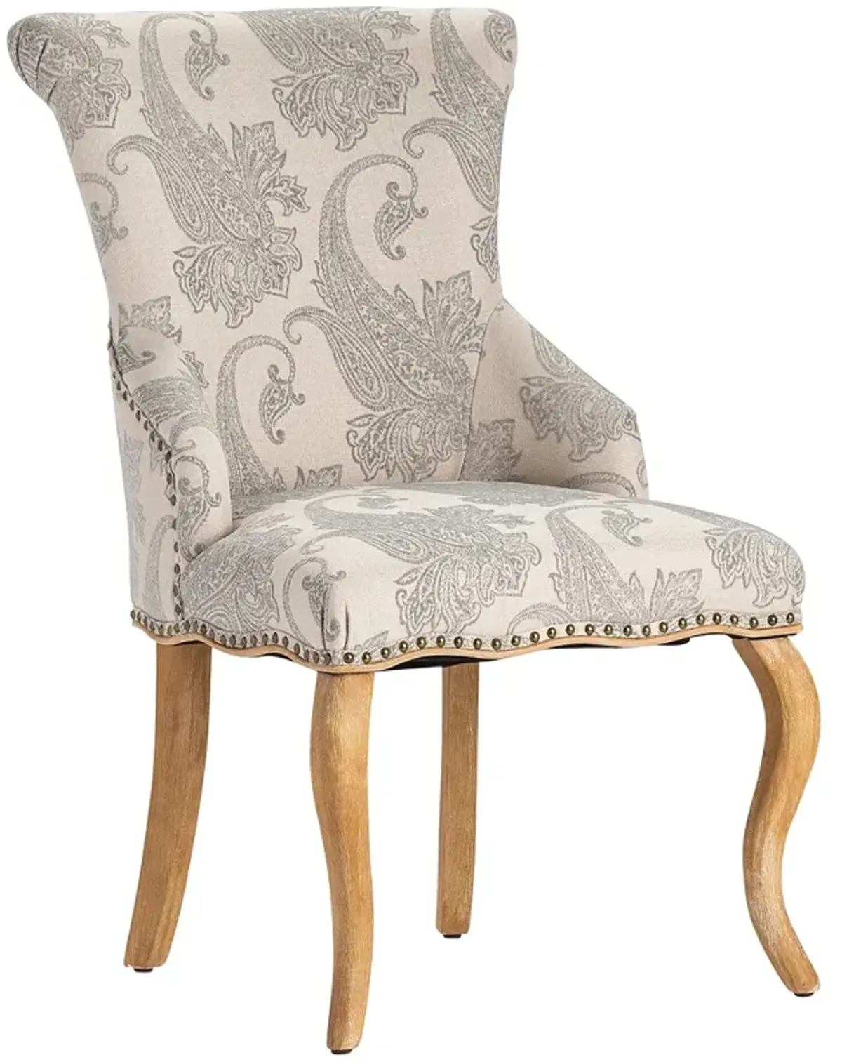 Danielle Paisley Upholstery and Birch Wood Accent Chair