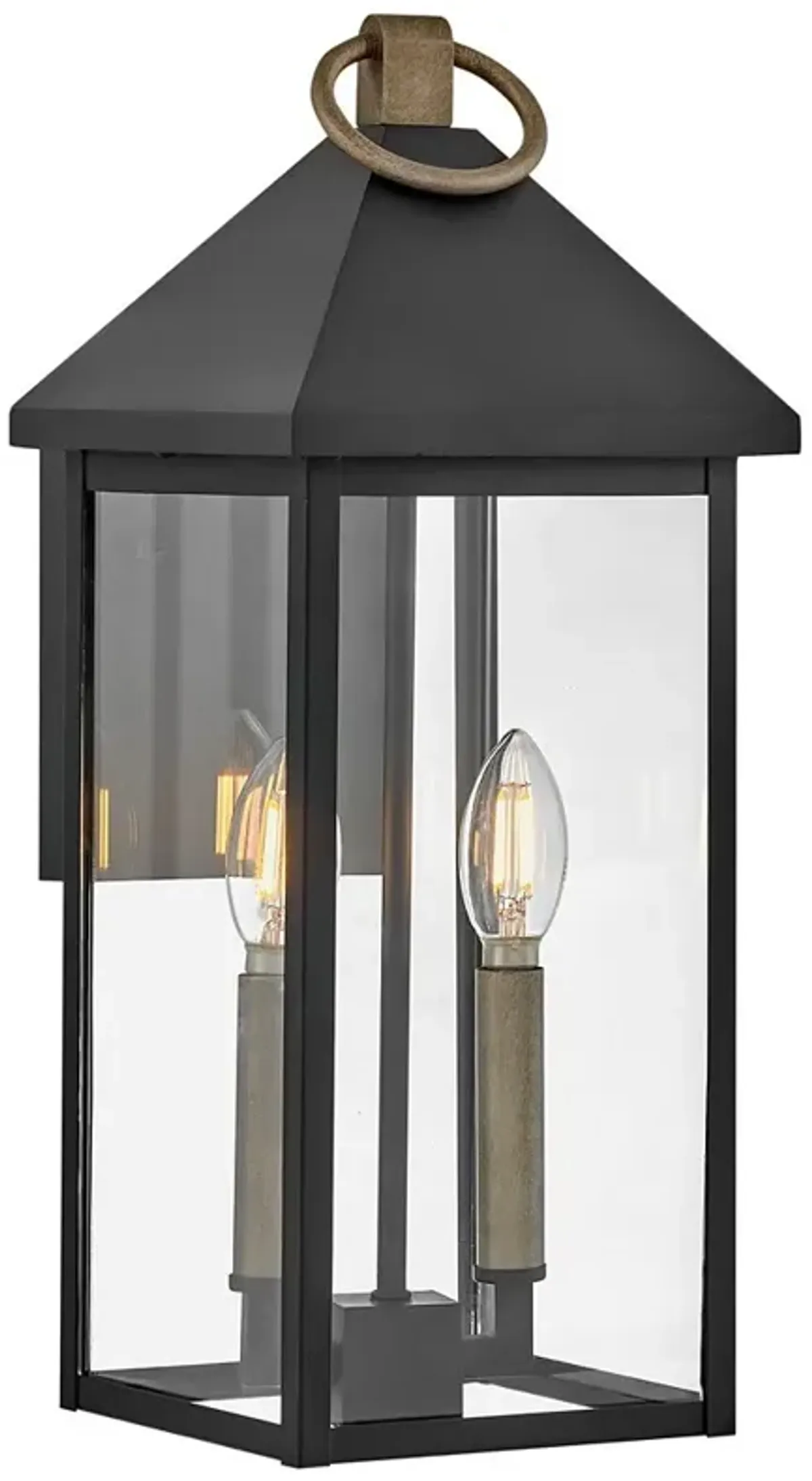 Rhett 17 3/4"H Black with Bronze 2-Light Outdoor Wall Light
