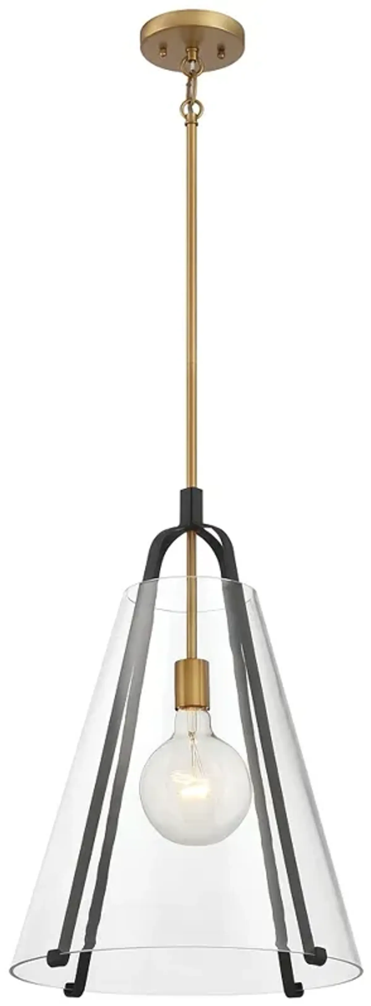Minka-Lavery Paxos 1-Light 15.5-in Legacy Brass and Black Indoor Pendant