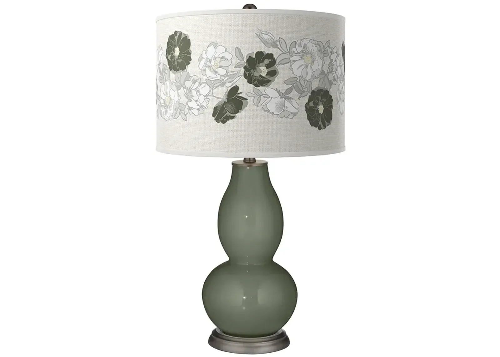 Color Plus Double Gourd 29 1/2" Rose Bouquet Deep Lichen Green Lamp