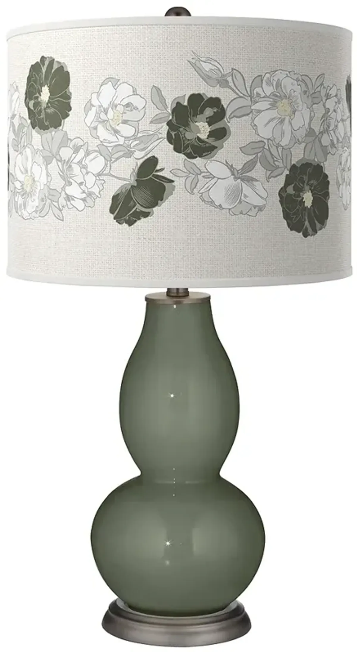 Color Plus Double Gourd 29 1/2" Rose Bouquet Deep Lichen Green Lamp