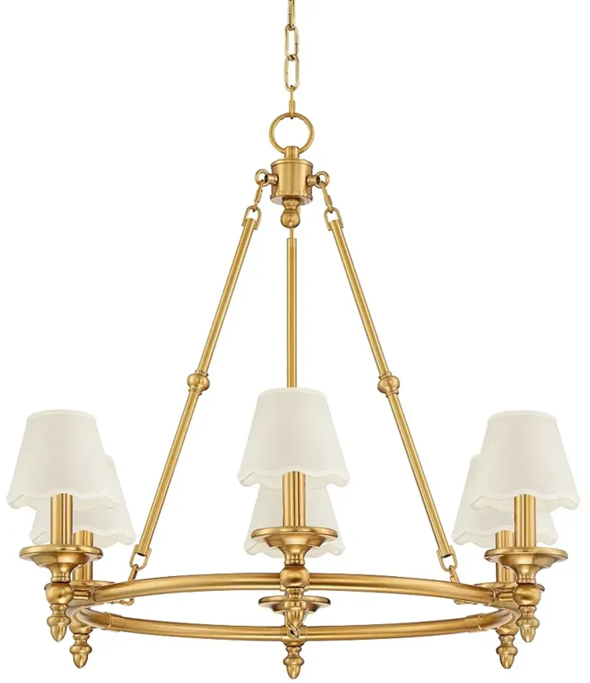Stiffel Hartley 28"W Antique Gold 6-Light Chandelier with White Shade