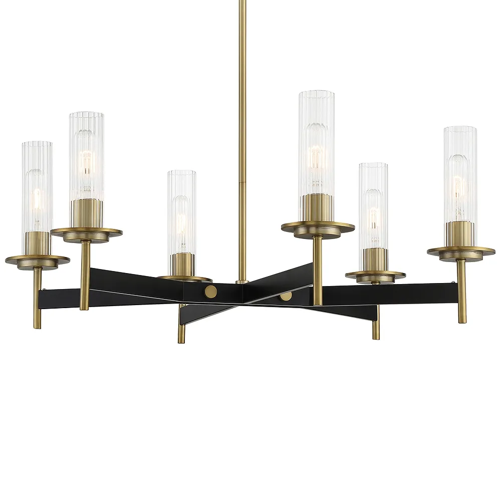 Minka-Lavery Baldwin Park 30.5" Wide 6-Light Coal and Brass Chandelier