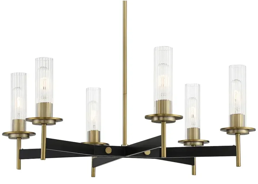 Minka-Lavery Baldwin Park 30.5" Wide 6-Light Coal and Brass Chandelier