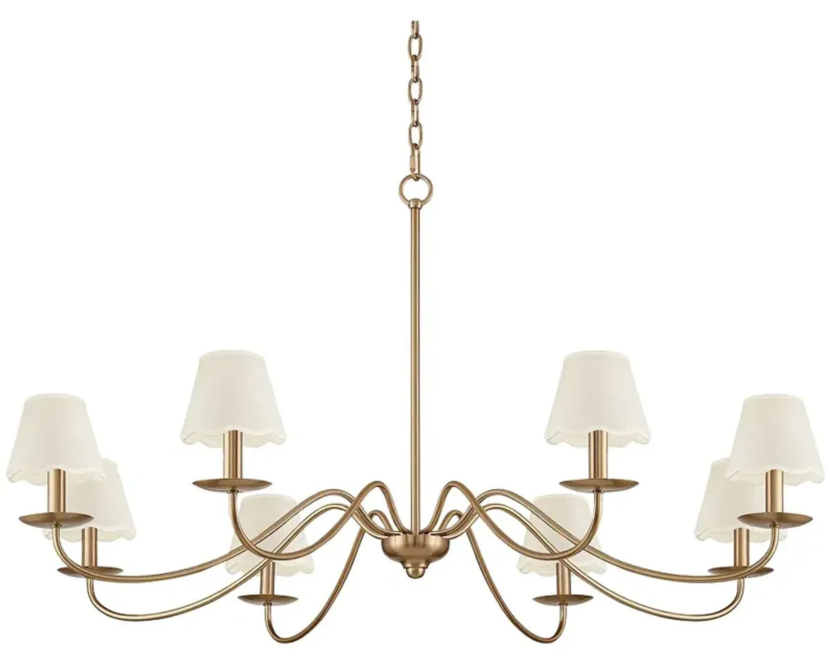 Marinec 42" Wide Soft Gold 8-Light Chandelier with White Shades