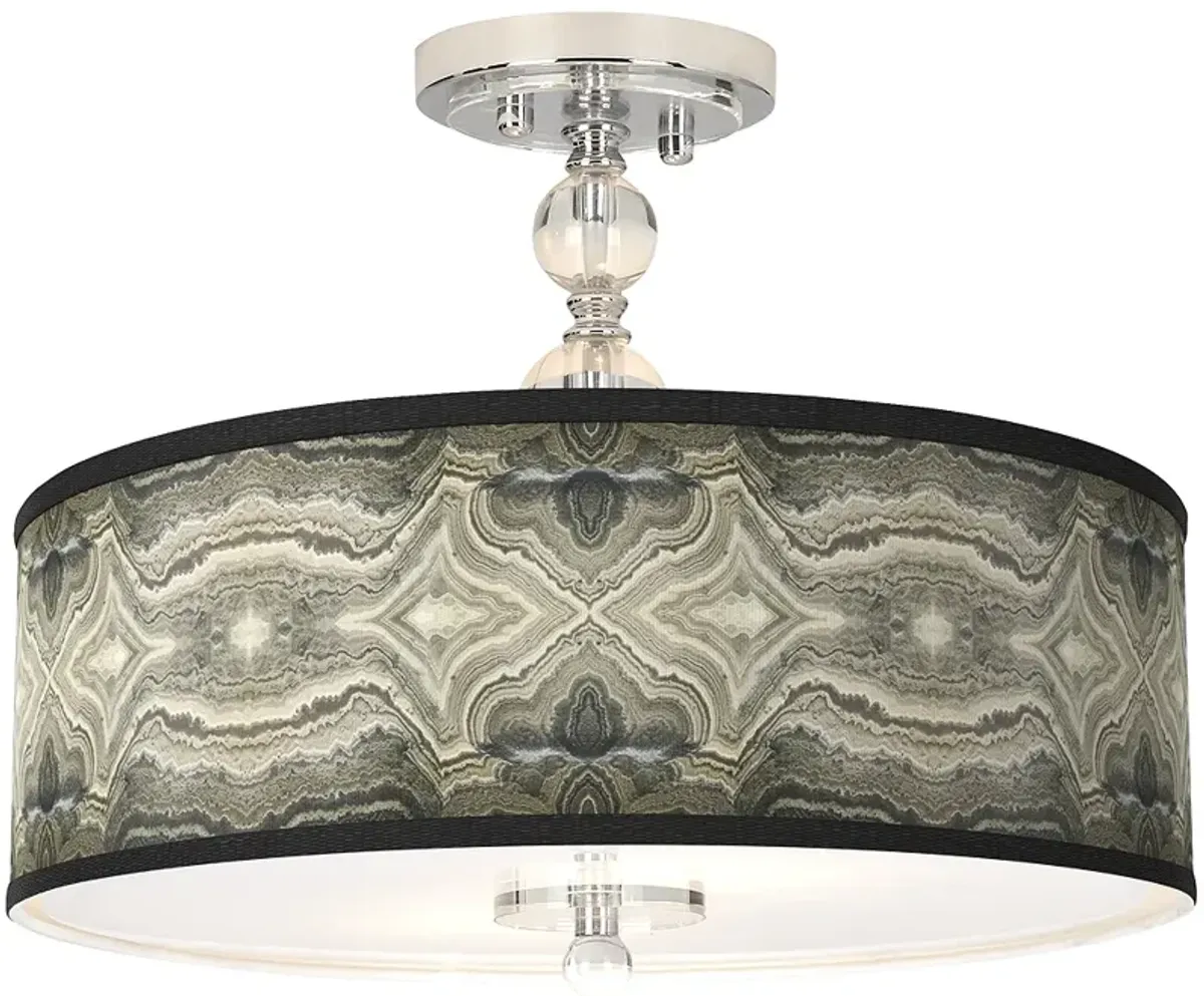 Sprouting Marble Giclee 16" Wide Semi-Flush Ceiling Light