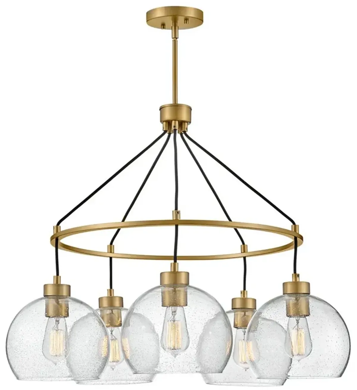 Hinkley Rumi 30" Wide Lacquered Brass and Glass Ring Chandelier