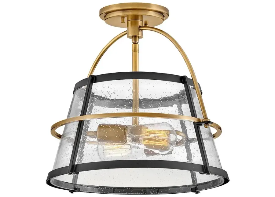 Hinkley Tournon 15" Wide Heritage Brass and Black Ceiling Light