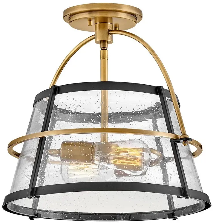 Hinkley Tournon 15" Wide Heritage Brass and Black Ceiling Light