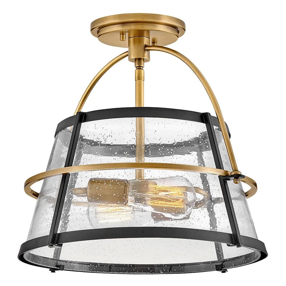 Hinkley Tournon 15" Wide Heritage Brass and Black Ceiling Light