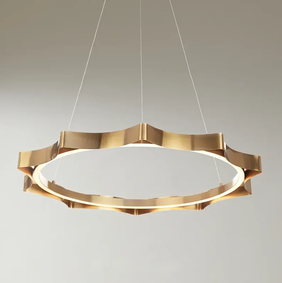 Possini Euro Gearworks 30" Wide Brass LED Ring Pendant Light
