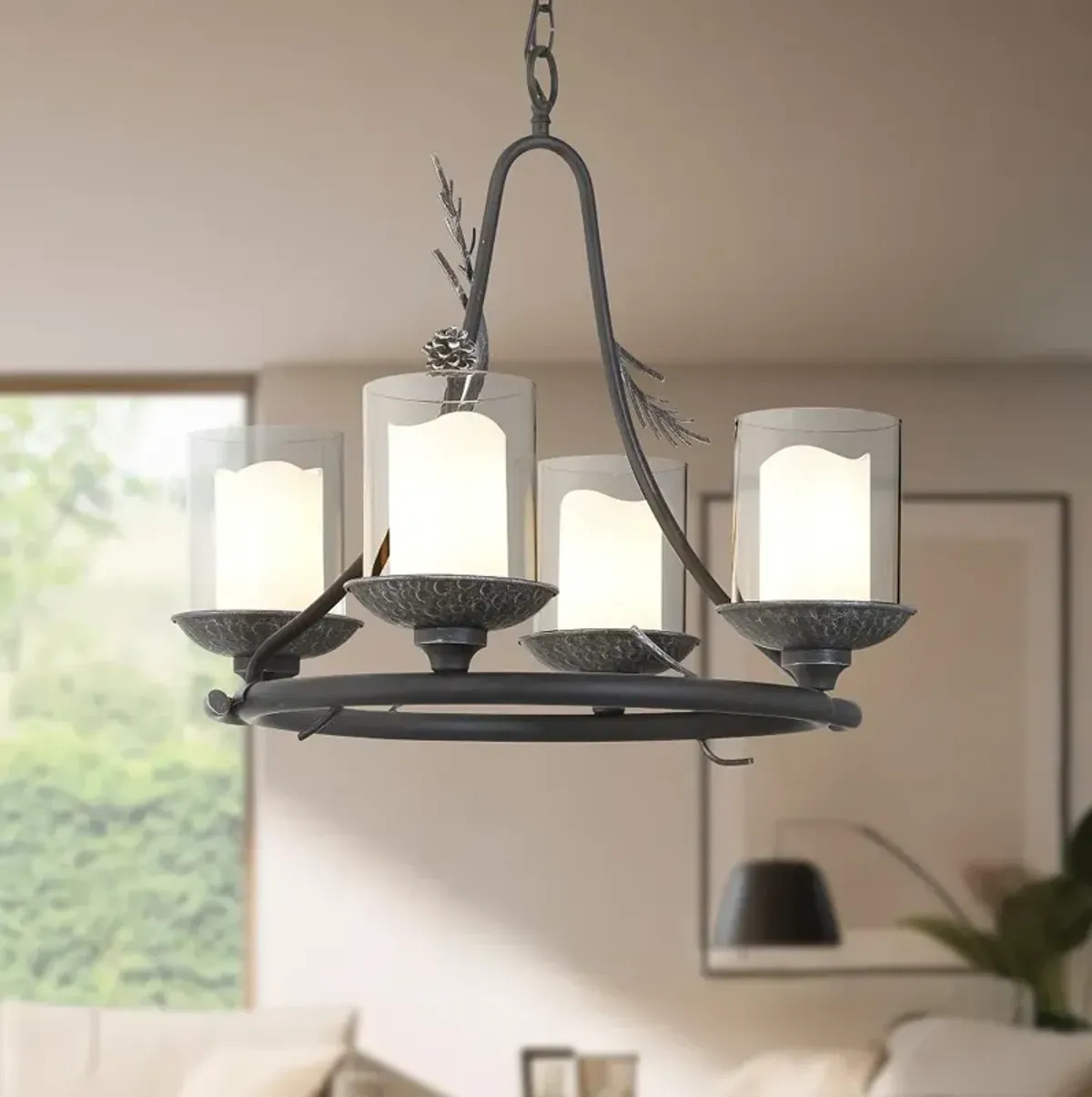 Minka-Lavery  Ponderosa Ridge 4-Light Spruce and Silver Chandelier