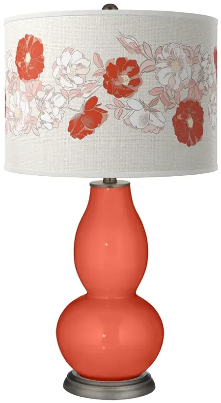 Color Plus Double Gourd 29 1/2" Rose Bouquet Koi Orange Table Lamp