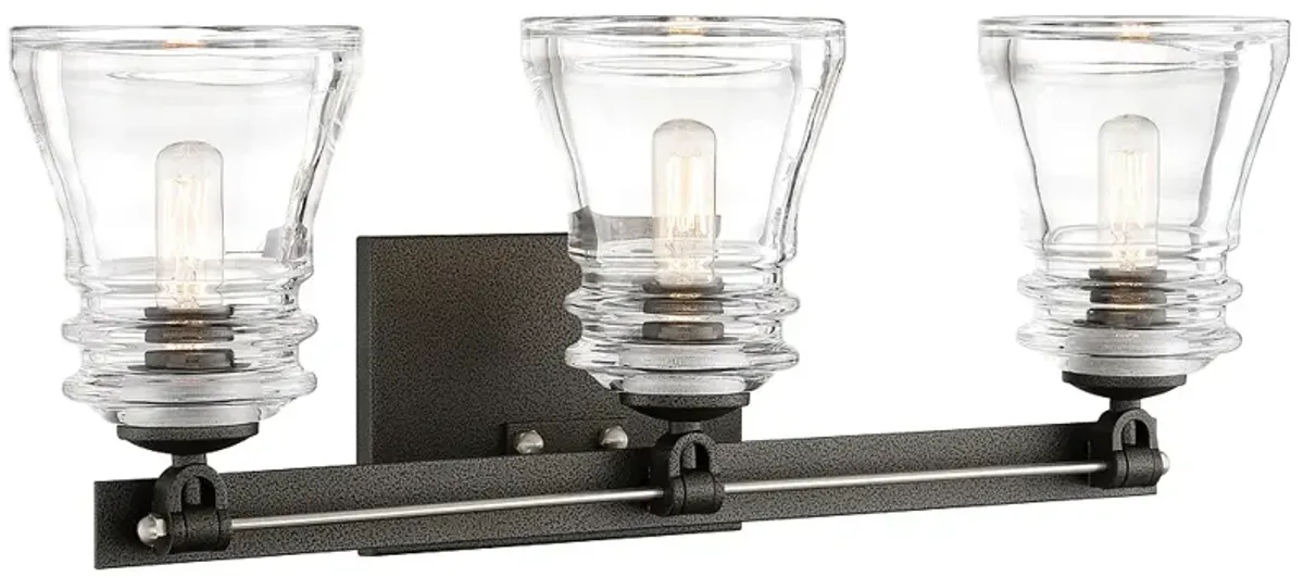 Graham Avenue 22" Wide Smoked Iron 3-Light Bath Light